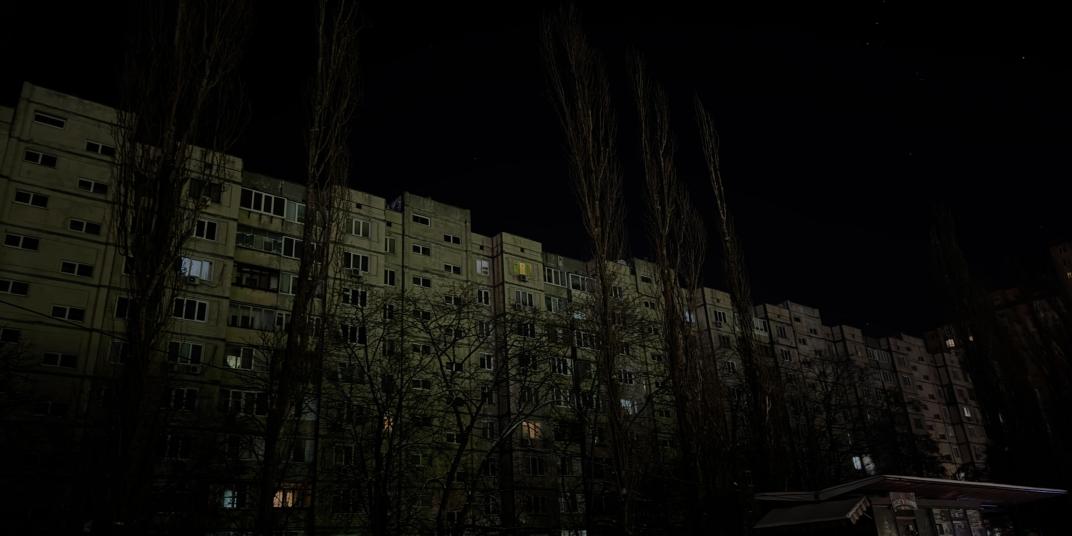 Darkness in Ukraine power outages 